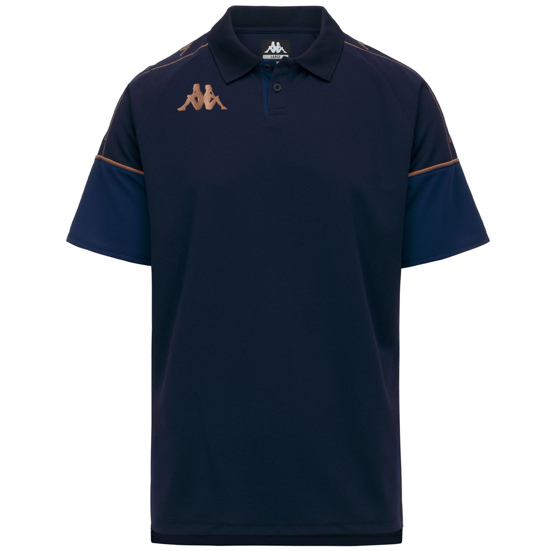 Polo de football bleu pour homme, coupe ajustée, en tissu mesh 01