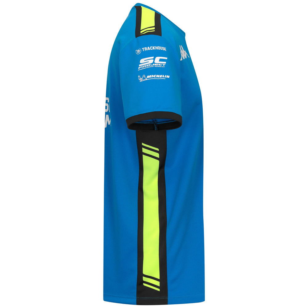 Blue and Neon Yellow Men's Regular Fit Motorcycle Shirt 02