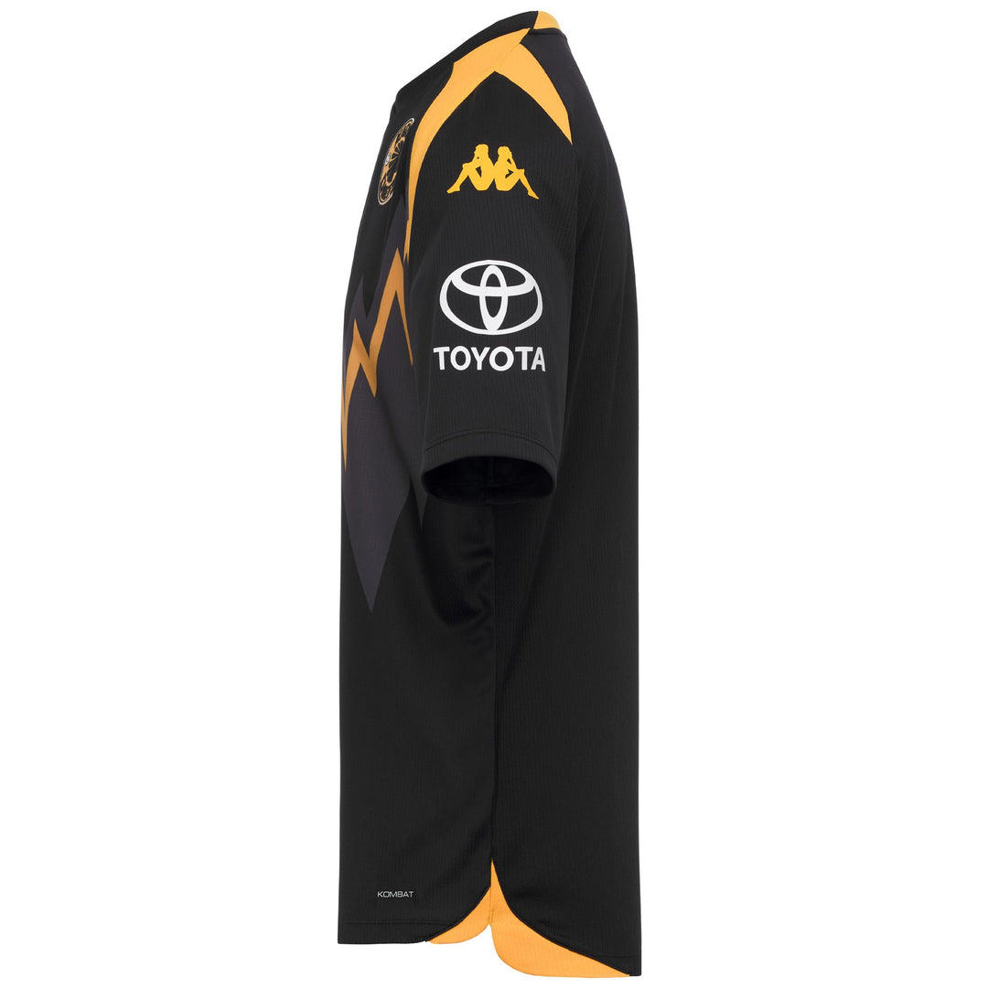 Maillot de sport coupe régulière pour homme, noir et jaune main