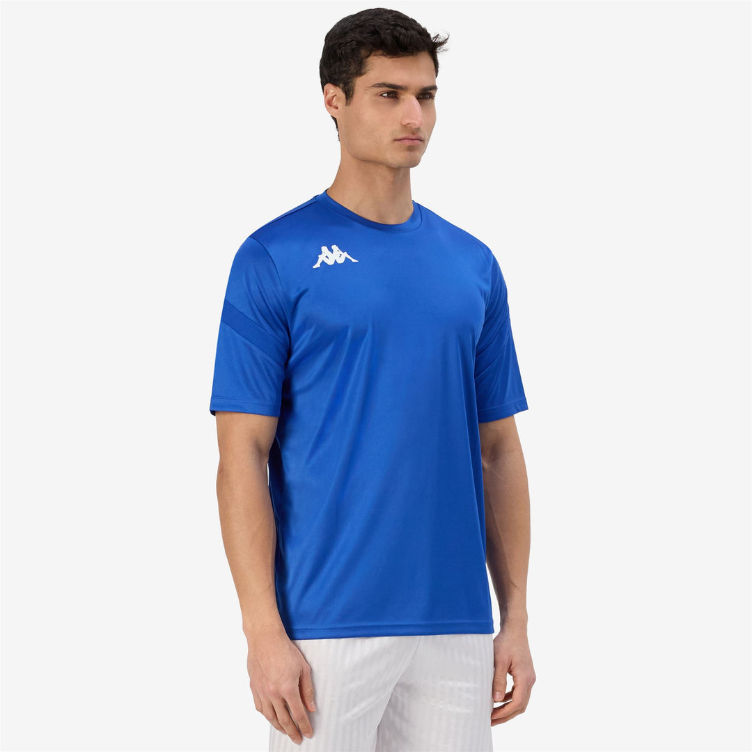 Camiseta azul en tejido interlock de entrenamiento de fútbol con corte regular para hombre main