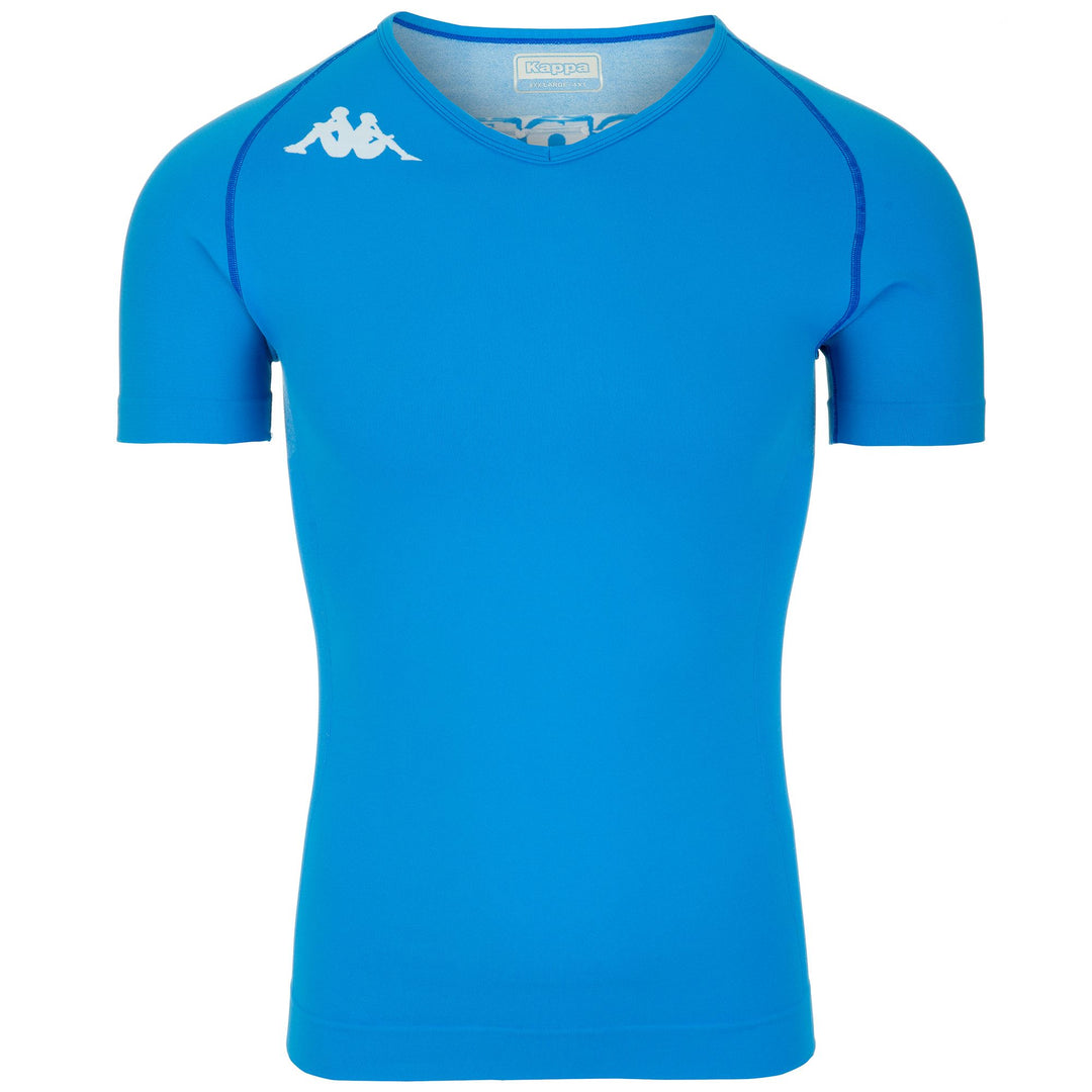 Camiseta azul de hombre ajustada al cuerpo con protección antibacteriana e hidrófuga. 01