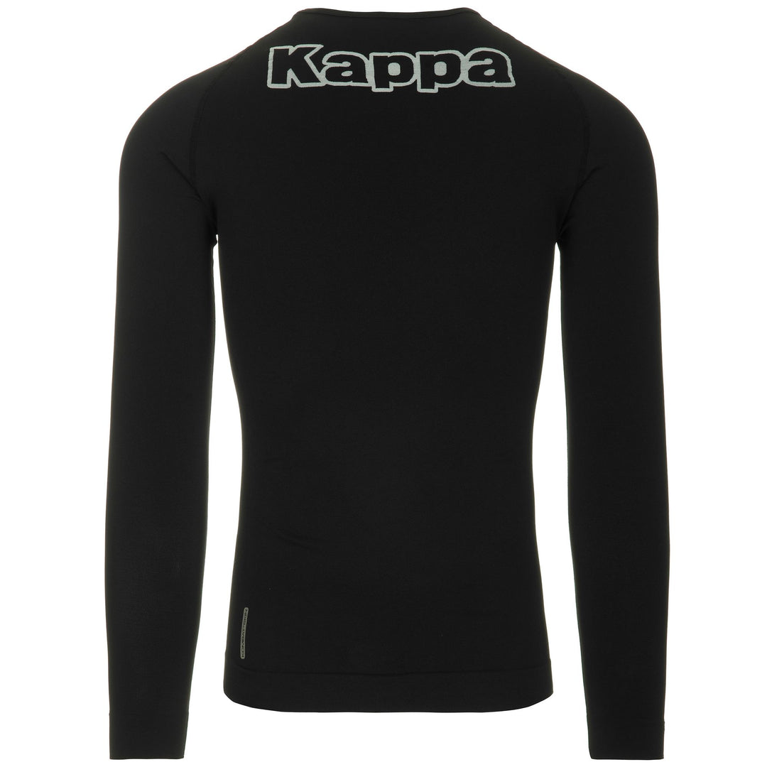 T-shirt de football à manches longues pour homme, coupe ajustée, en fibre élastique noire main