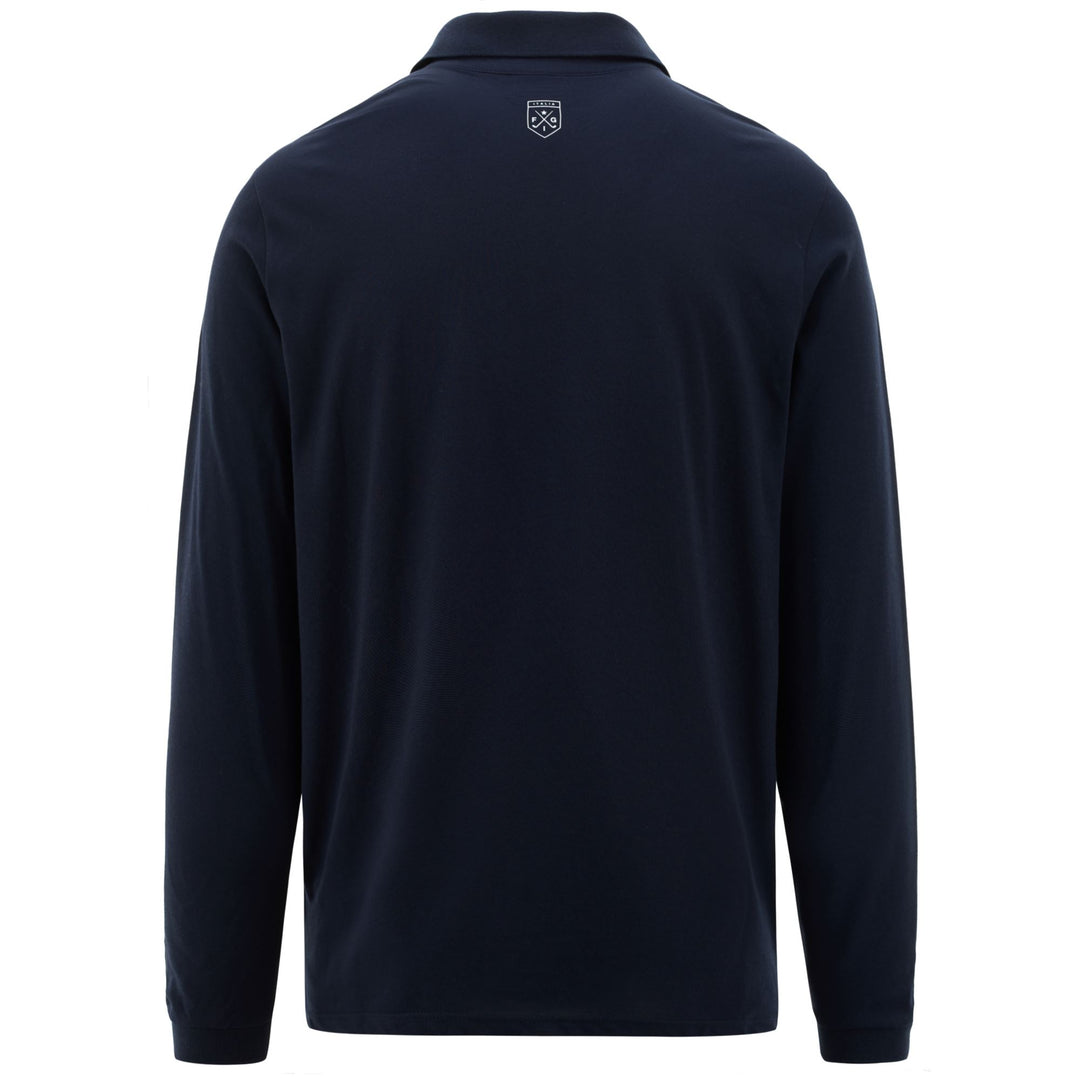 Polo de golf unisexe bleu technique coupe classique main