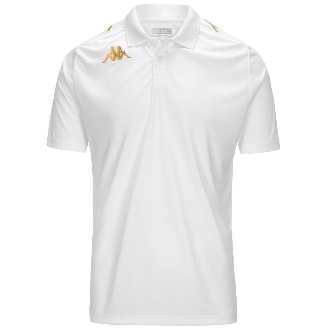 White Men's Slim Fit Soccer Polo Shirt in Mesh Fabric 01