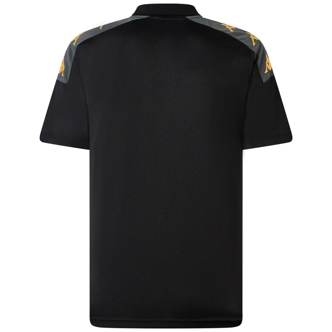 Black Men's Slim Fit Soccer Polo Shirt in Interlock and Mesh Fabric main