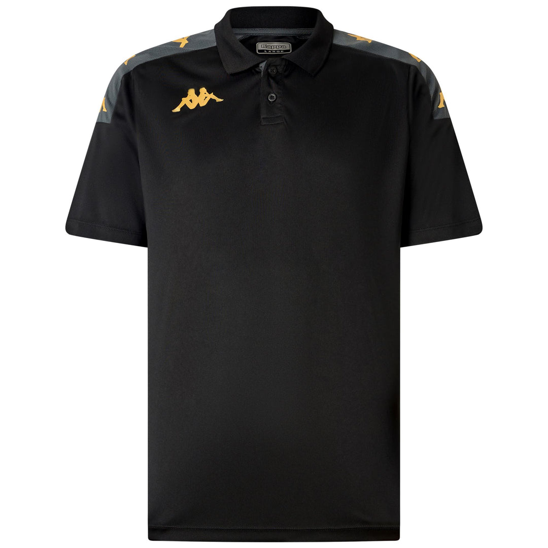 Black Men's Slim Fit Soccer Polo Shirt in Interlock and Mesh Fabric main