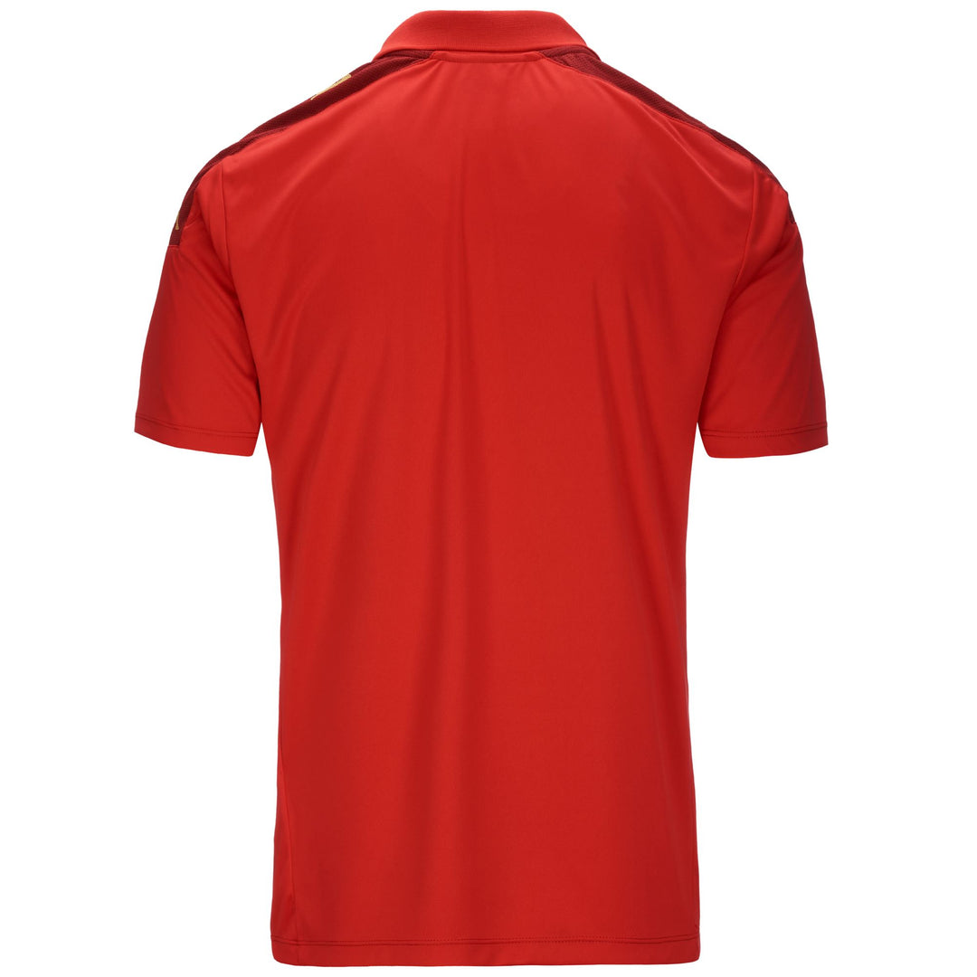 Red Men's Slim Fit Soccer Polo Shirt in Interlock and Mesh Fabric main