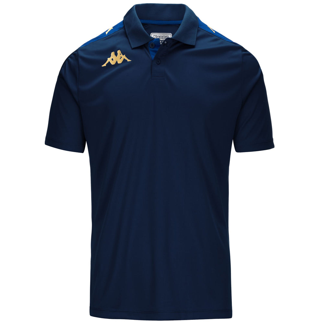 Polo de fútbol azul ajustado para hombre 01