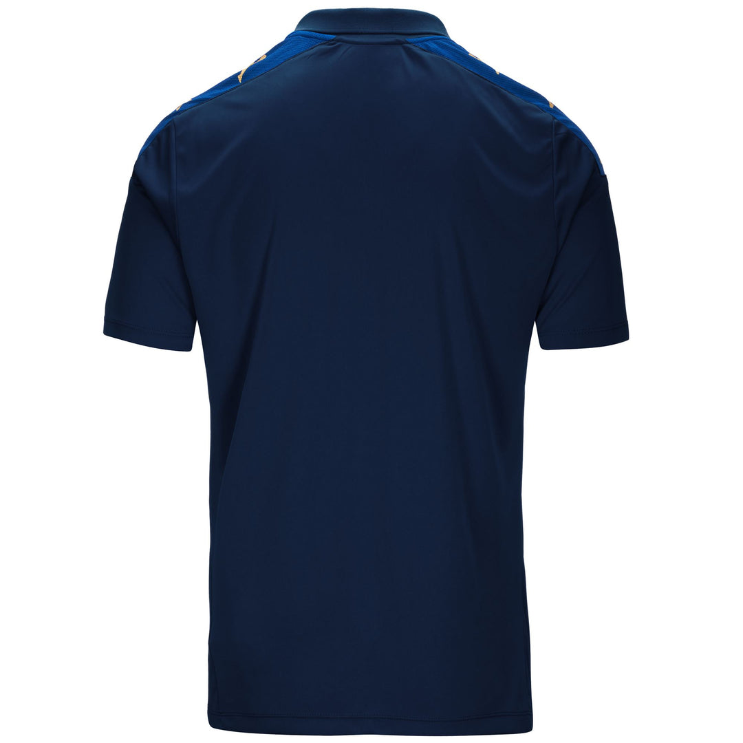 Blue Men's Slim Fit Soccer Polo Shirt in Interlock and Mesh Fabric main