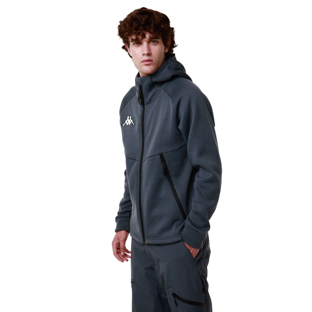 Sweat à capuche polaire gris pour homme, coupe classique, idéal pour le ski main