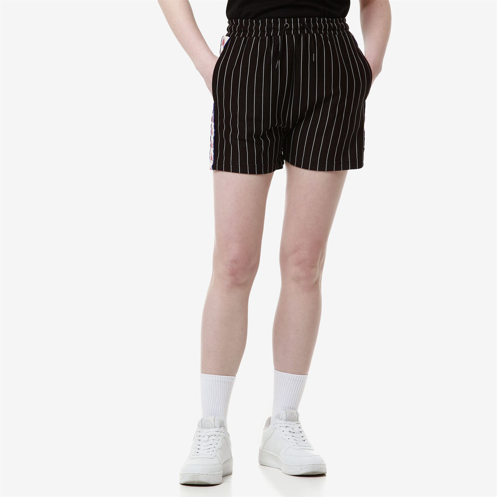 Shorts Woman 222 BANDA LORA Sport  Shorts BLACK-WHITE ANTIQUE-BLUE ROYAL Detail (jpg Rgb)			