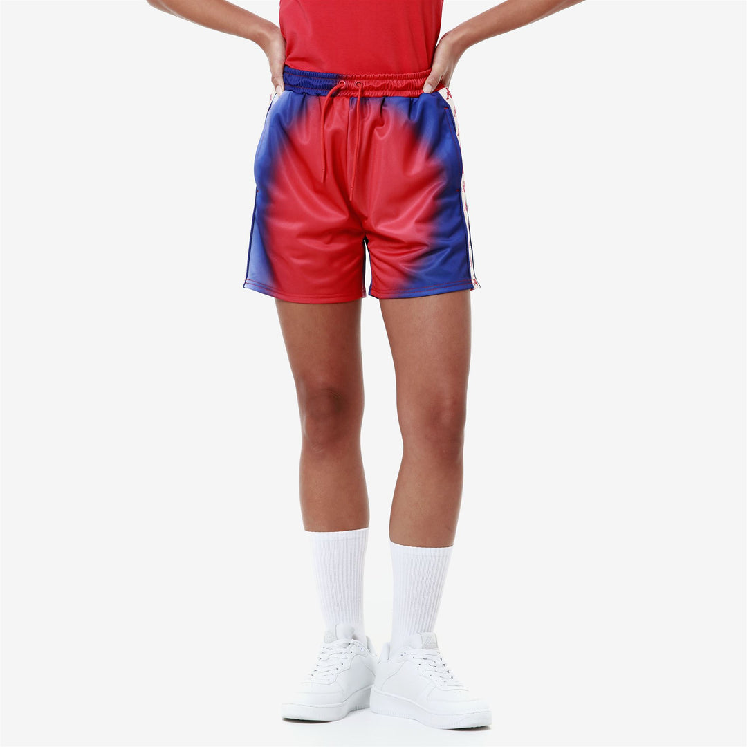 Shorts Woman 222 BANDA SACHA 2 GRAPHIK Sport  Shorts GRAPHIK RED-BLUE ROYAL-WHITE ANTIQUE Detail (jpg Rgb)			