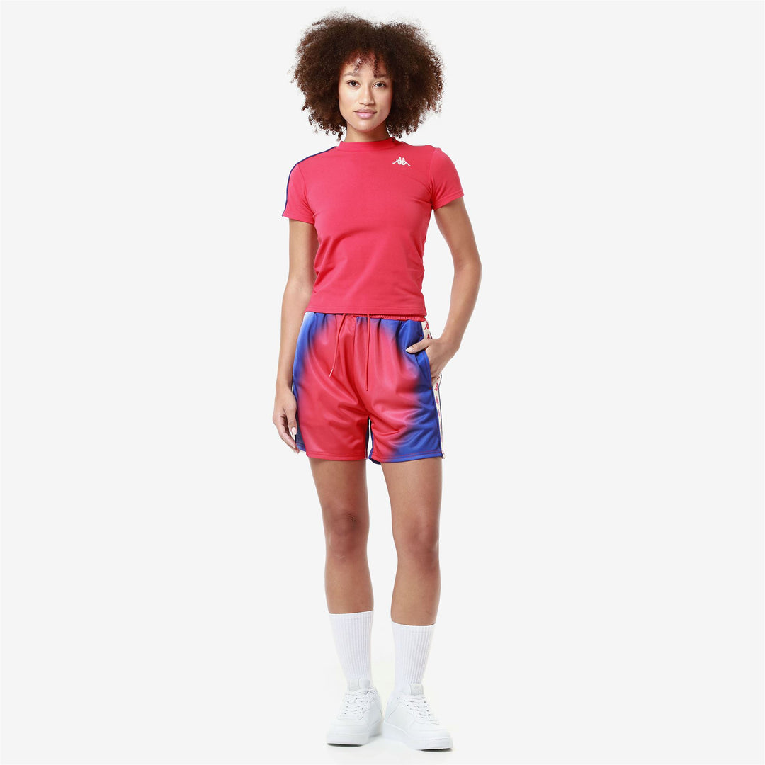 Shorts Woman 222 BANDA SACHA 2 GRAPHIK Sport  Shorts GRAPHIK RED-BLUE ROYAL-WHITE ANTIQUE Dressed Back (jpg Rgb)		