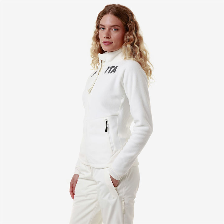 Fleece Woman 6CENTO 688N ITA Jacket WHITE COCONUT Dressed Front Double		