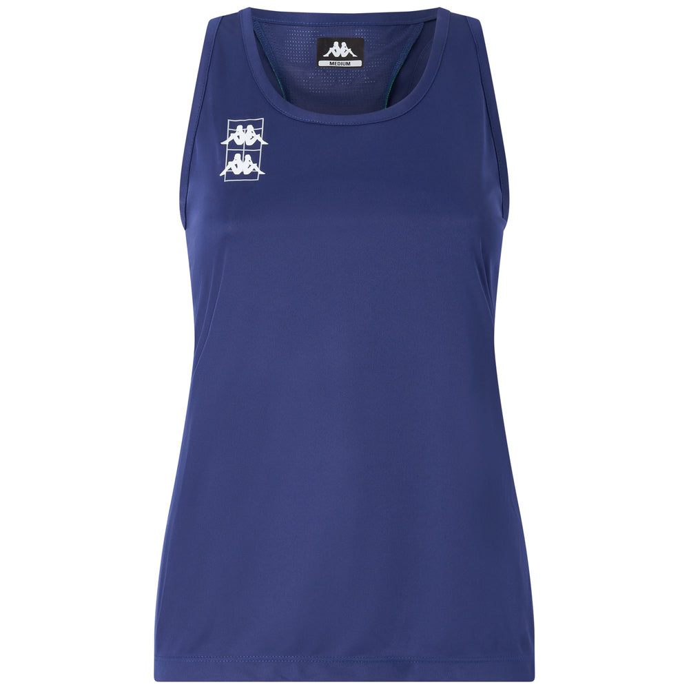 Camiseta de tirantes deportiva de pádel para mujer en azul flúor con inserción de malla 02