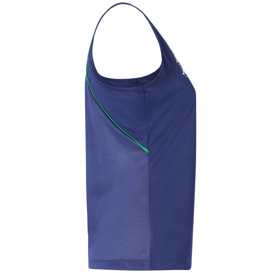 Camiseta de tirantes deportiva de pádel para mujer en azul flúor con inserción de malla main