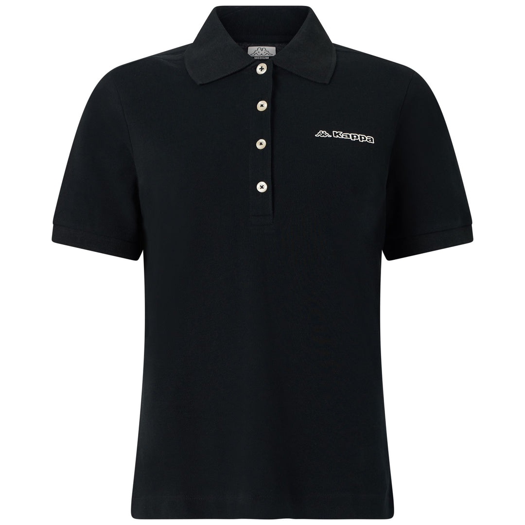 Black Women's Cotton Polo Shirt with Logo 01