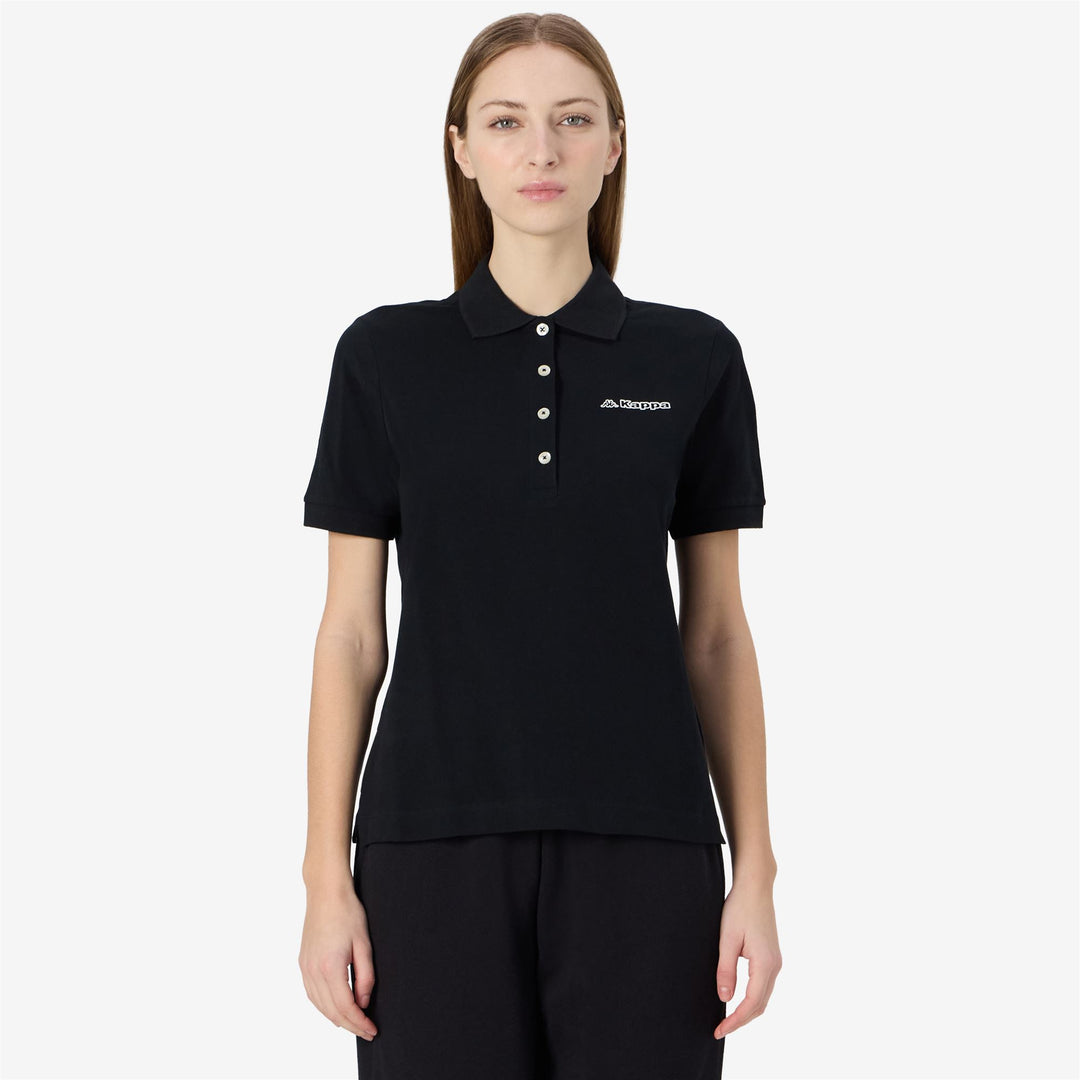Black Women's Cotton Polo Shirt with Logo main