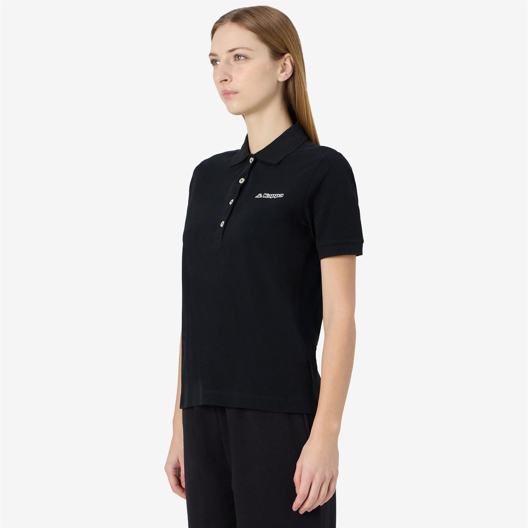 Black Women's Cotton Polo Shirt with Logo main