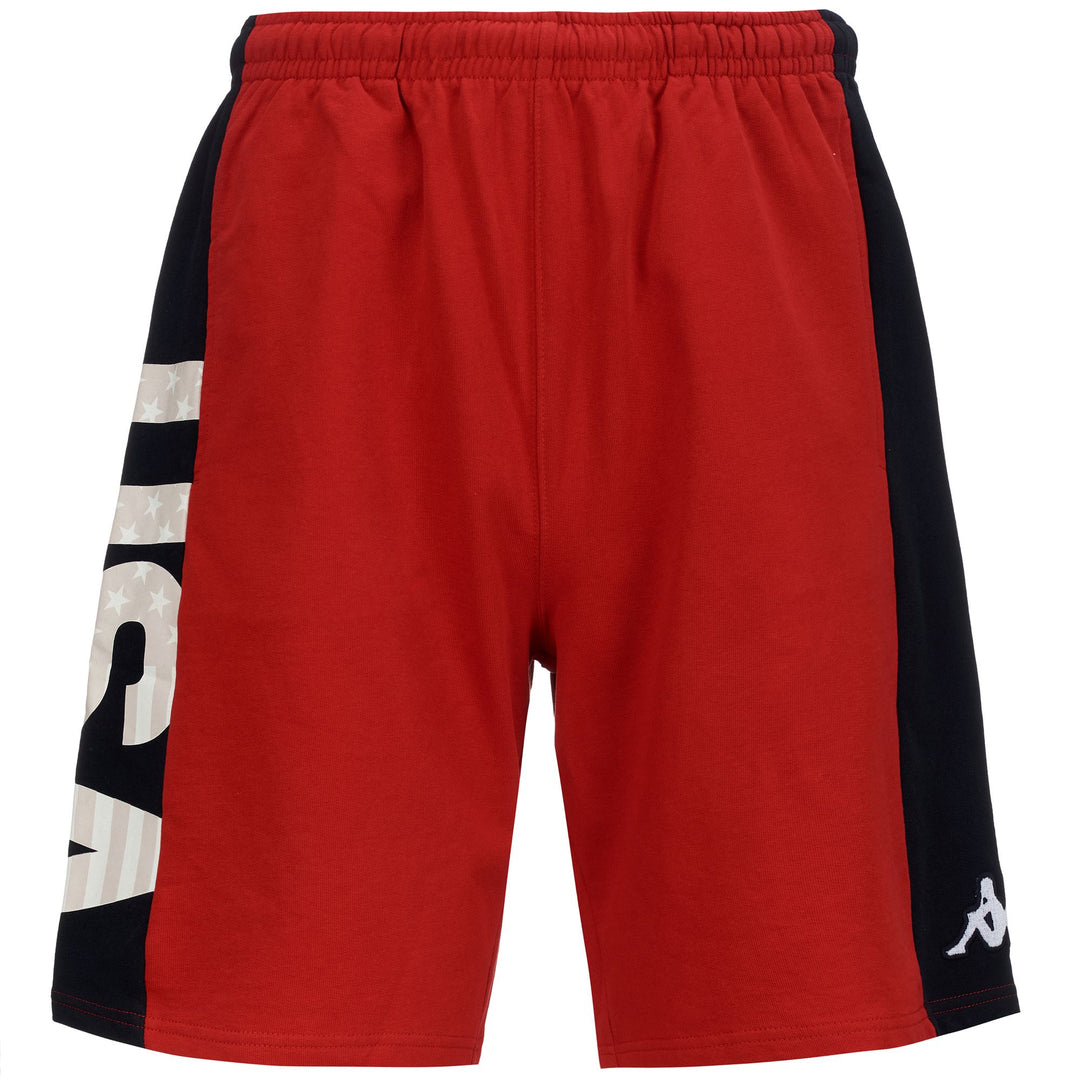Short de ski unisexe rouge et bleu en jersey coupe classique main