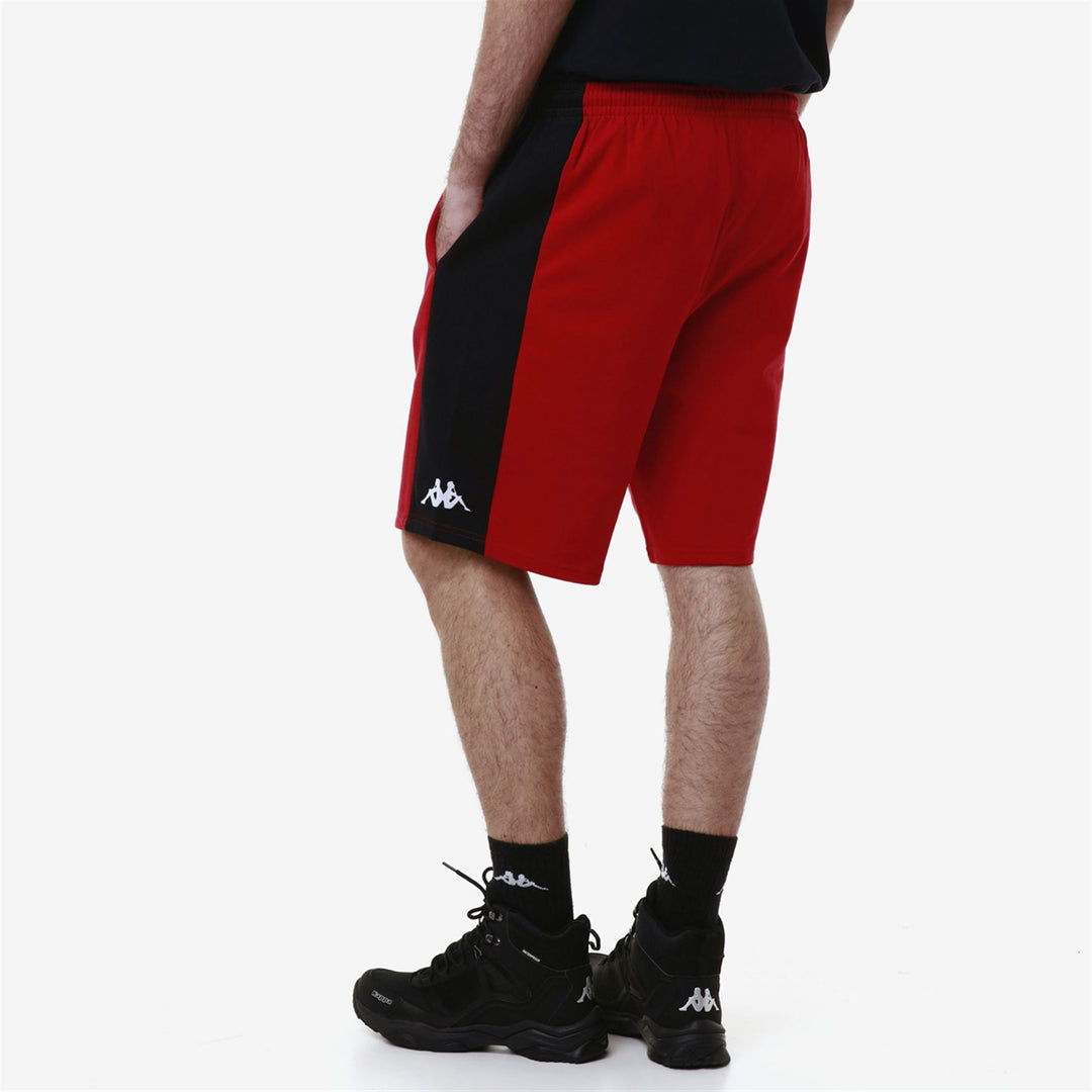 Short de ski unisexe rouge et bleu en jersey coupe classique main