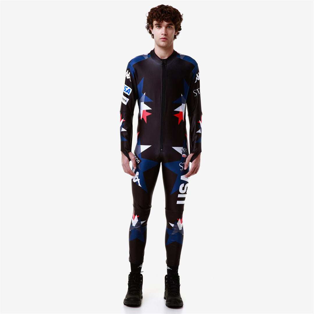 Black Men's Ski Competition Skin Fit Tracksuit with High Tech Stretch Fabric main