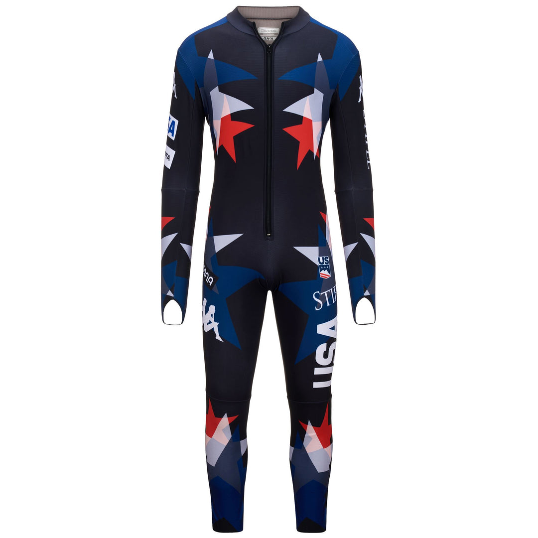 Survêtement de ski de compétition noir pour homme, coupe ajustée, en tissu stretch haute technologie 01