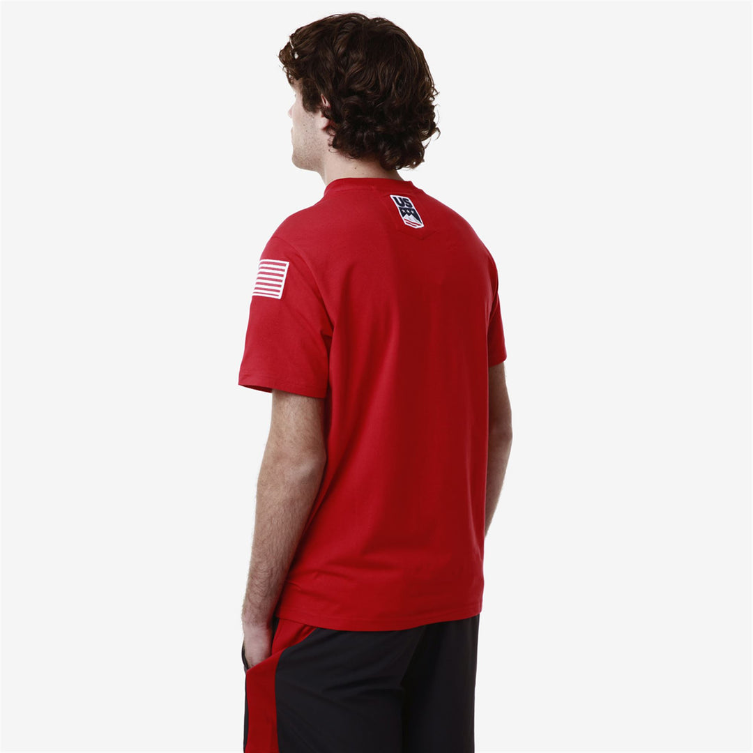 T-shirt de ski unisexe rouge à coupe ajustée en jersey main