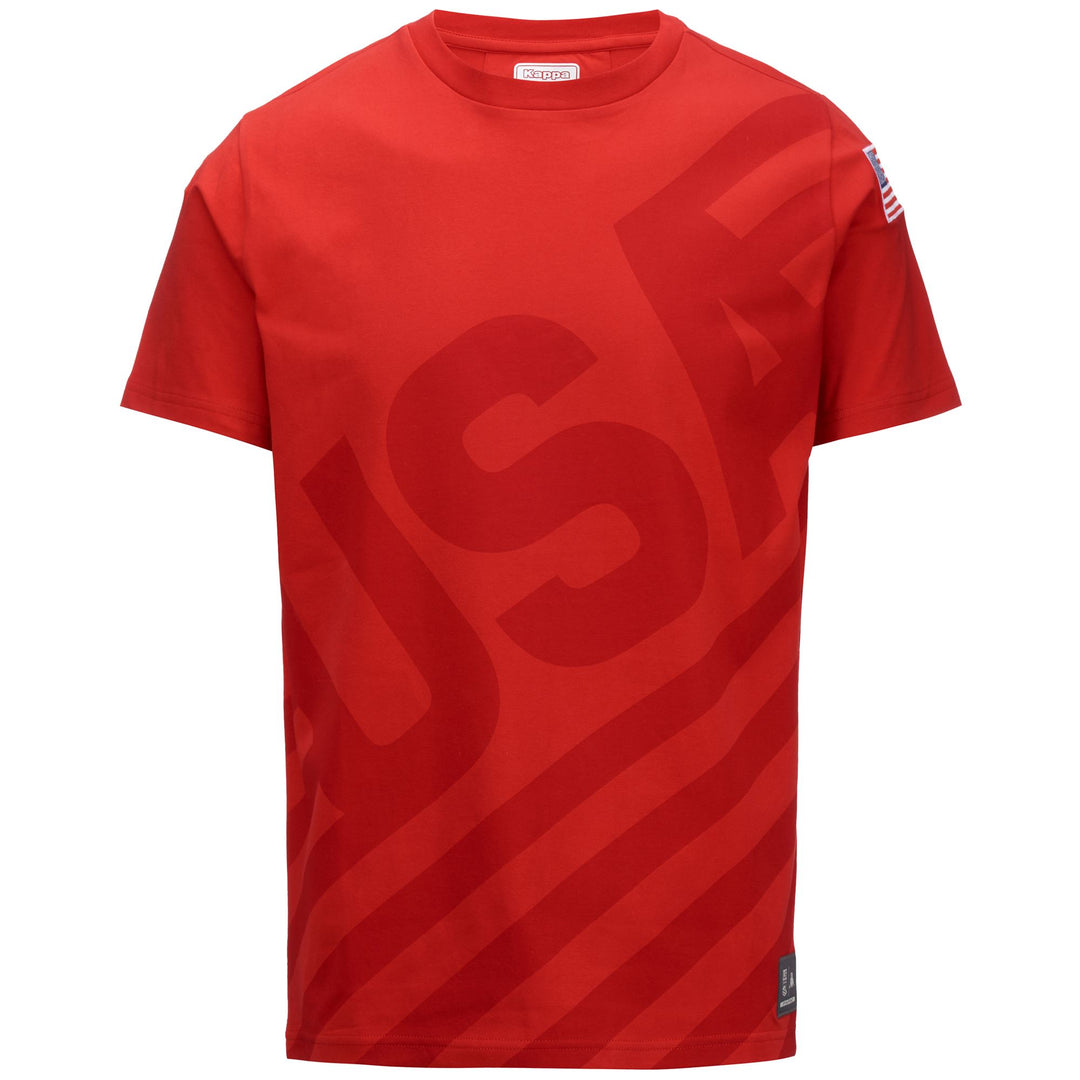 T-shirt de ski unisexe rouge à coupe ajustée en jersey main