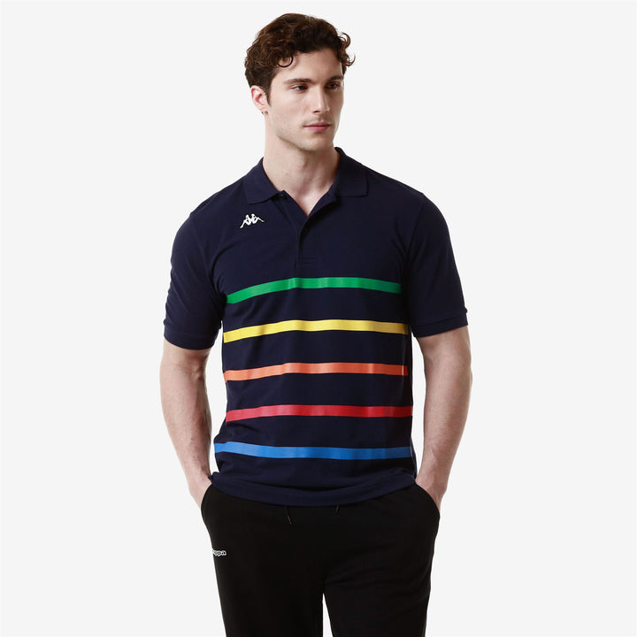 Polo Shirts Man LOGO  FEYSTRIPE Polo BLUE MARINE - GREEN - YELLOW - ORANGE - RED - BLUE NEBULAS Detail (jpg Rgb)			