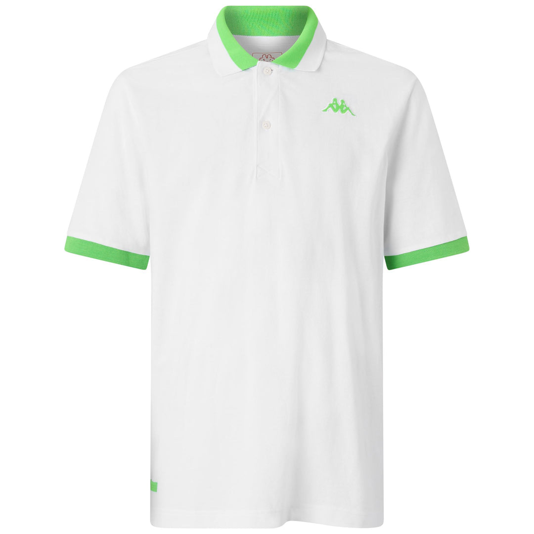White neon green Men's Polo Shirt with Cotton Fabric 01