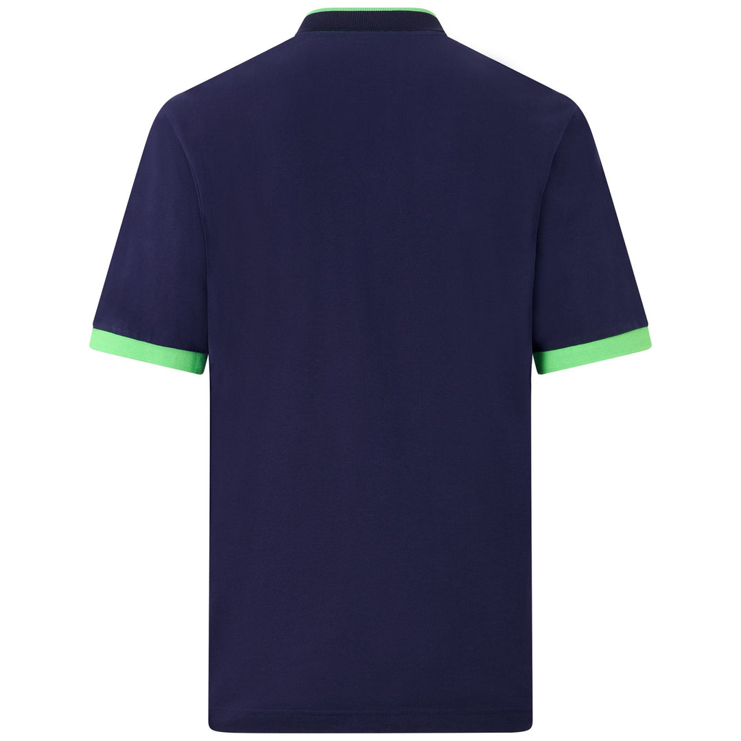 Polo deportivo azul neón para hombre con detalles en contraste main