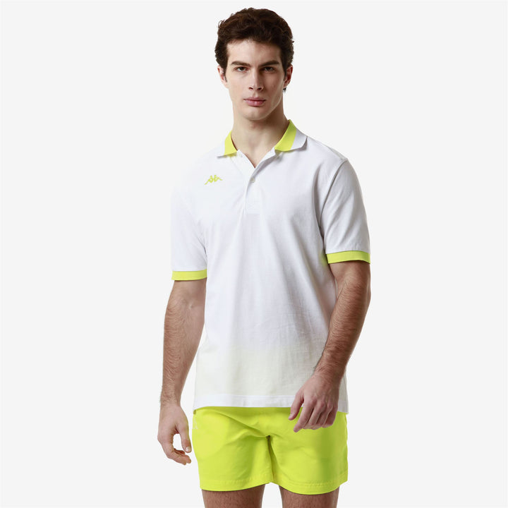 Polo Shirts Man LOGO  NEON Polo WHITE - NEON YELLOW Detail (jpg Rgb)			