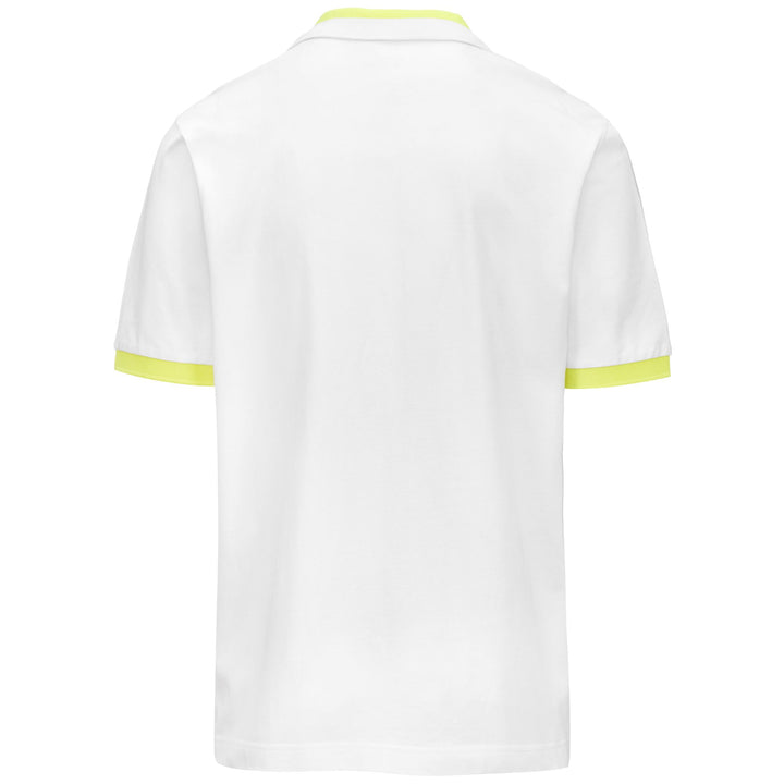 Polo Shirts Man LOGO  NEON Polo WHITE - NEON YELLOW Dressed Side (jpg Rgb)		