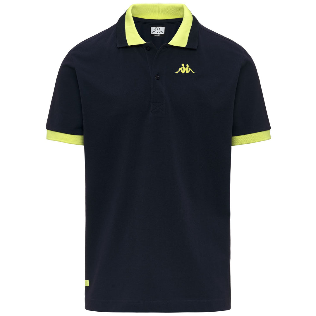 Marine blue Men's Cotton Polo Shirt with Neon Details main