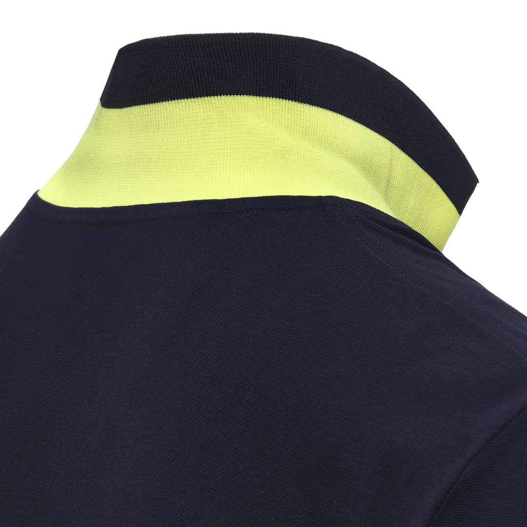 Marine blue Men's Cotton Polo Shirt with Neon Details 01