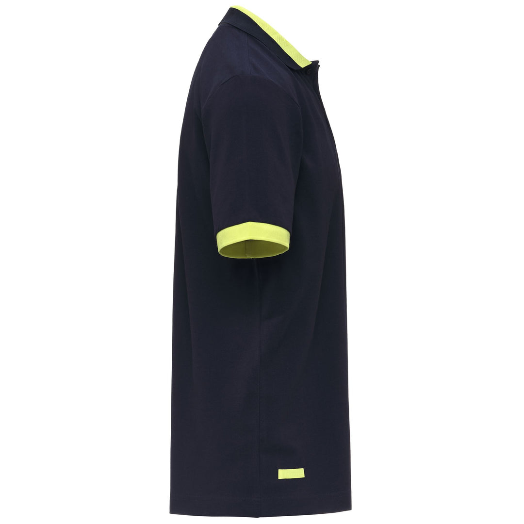 Marine blue Men's Cotton Polo Shirt with Neon Details main