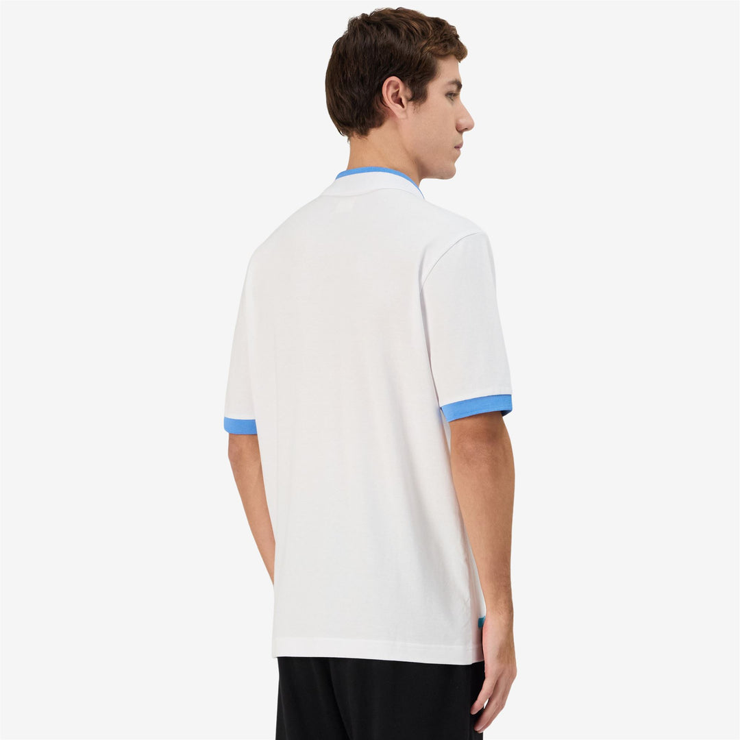 White Men's Regular Fit Cotton Polo Shirt with Neon Details main