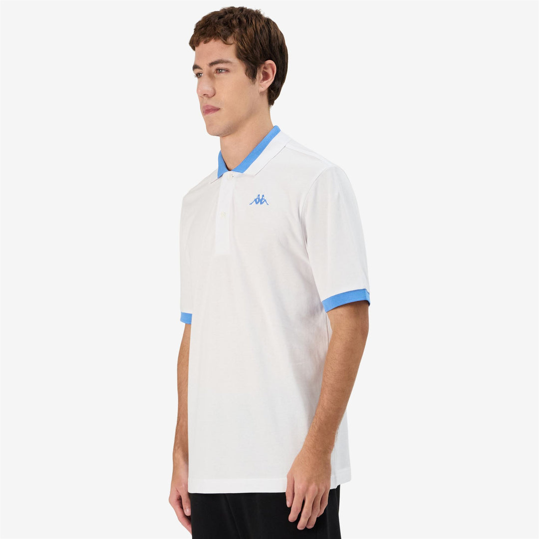 White Men's Regular Fit Cotton Polo Shirt with Neon Details main
