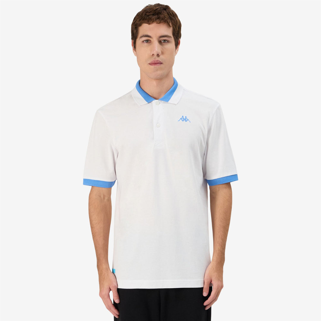 White neon blue Men's Cotton Pique Polo Shirt with Embroidery main