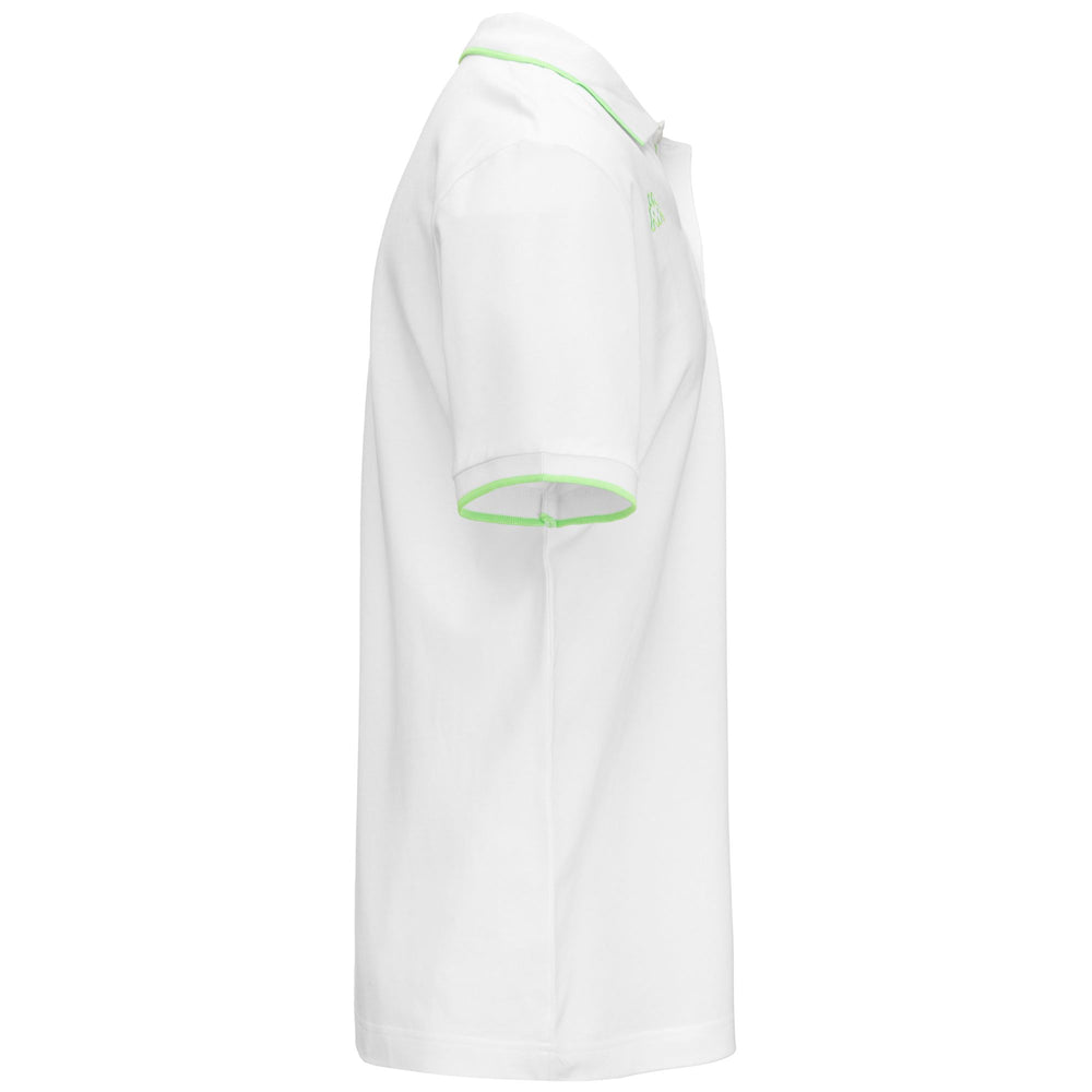 Polo Shirts Man LOGO FLU Polo WHITE - NEON GREEN Dressed Front (jpg Rgb)	
