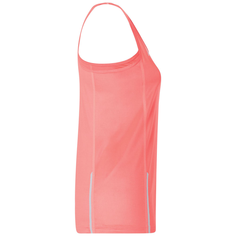 Canotta sportiva attillata da donna color corallo neon 02