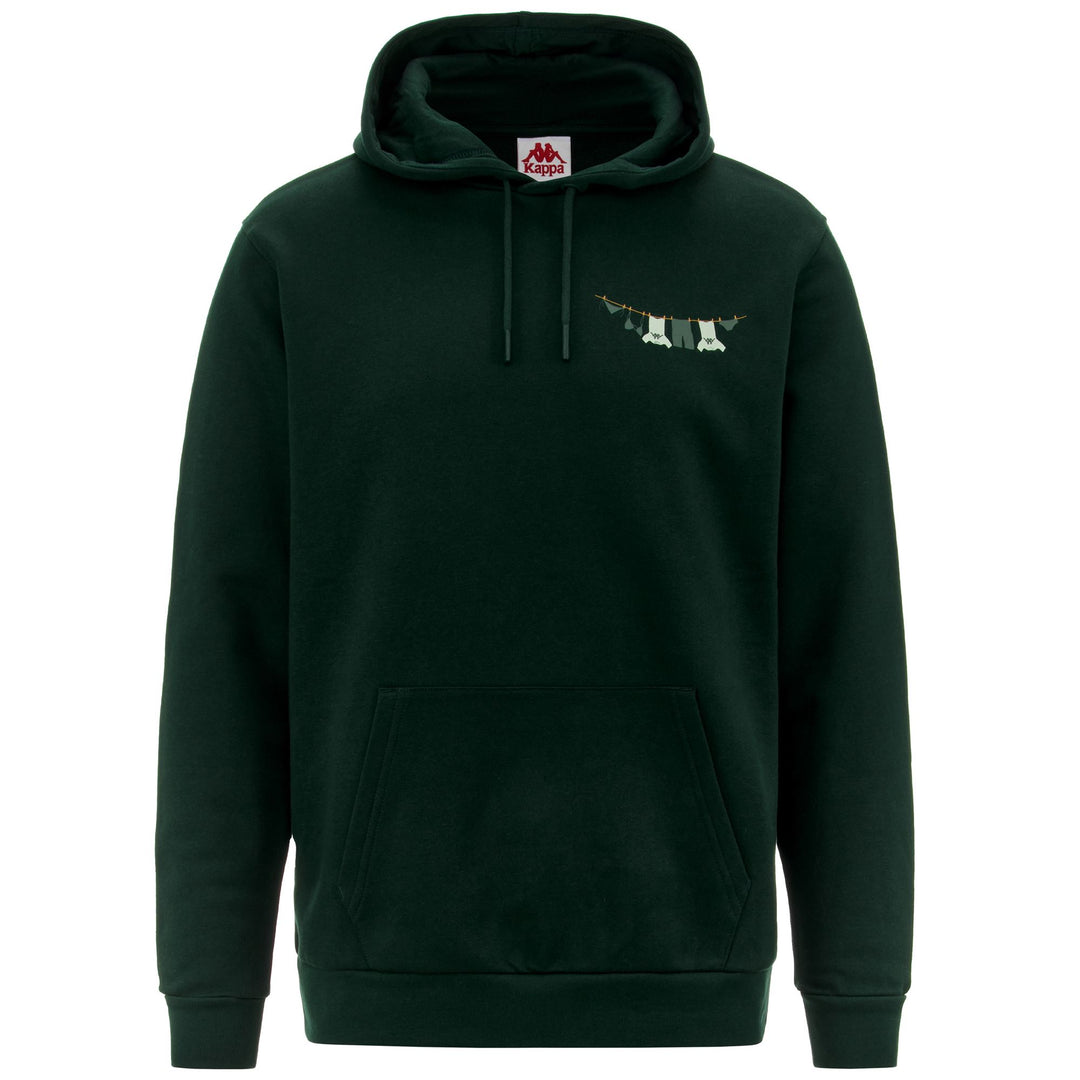 Felpa con Cappuccio Sportiva da Uomo Verde Salvia con Tasche 01