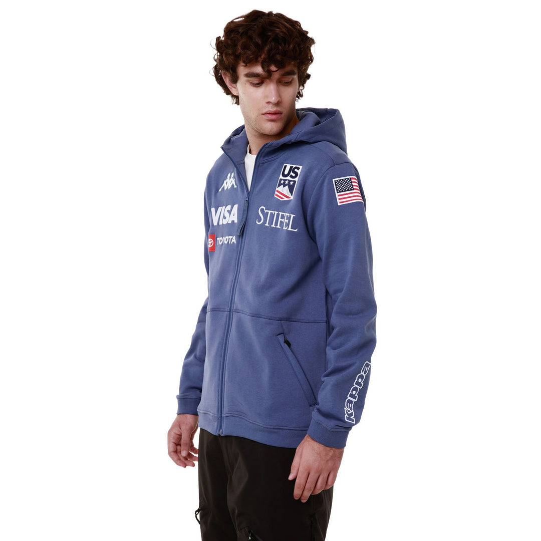 Chaqueta de esquí polar unisex azul con bolsillos y logotipo main