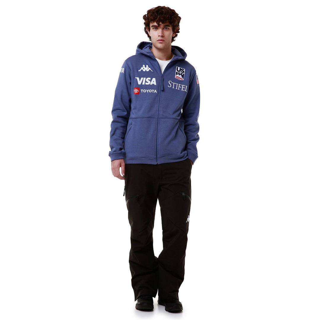 Blue Unisex Fleece Ski Jacket with Pockets and Logo 01