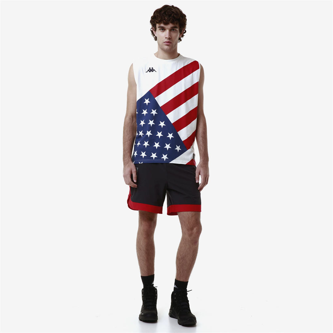 White Unisex Slim Fit Ski Tank Top in Stretch Cotton 01
