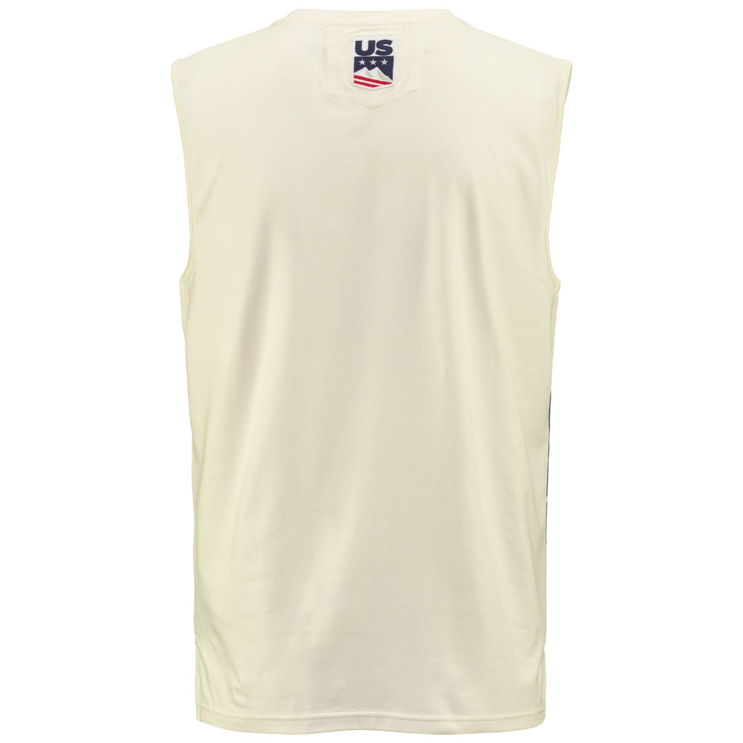 Débardeur de ski blanc unisexe coupe ajustée en coton stretch main