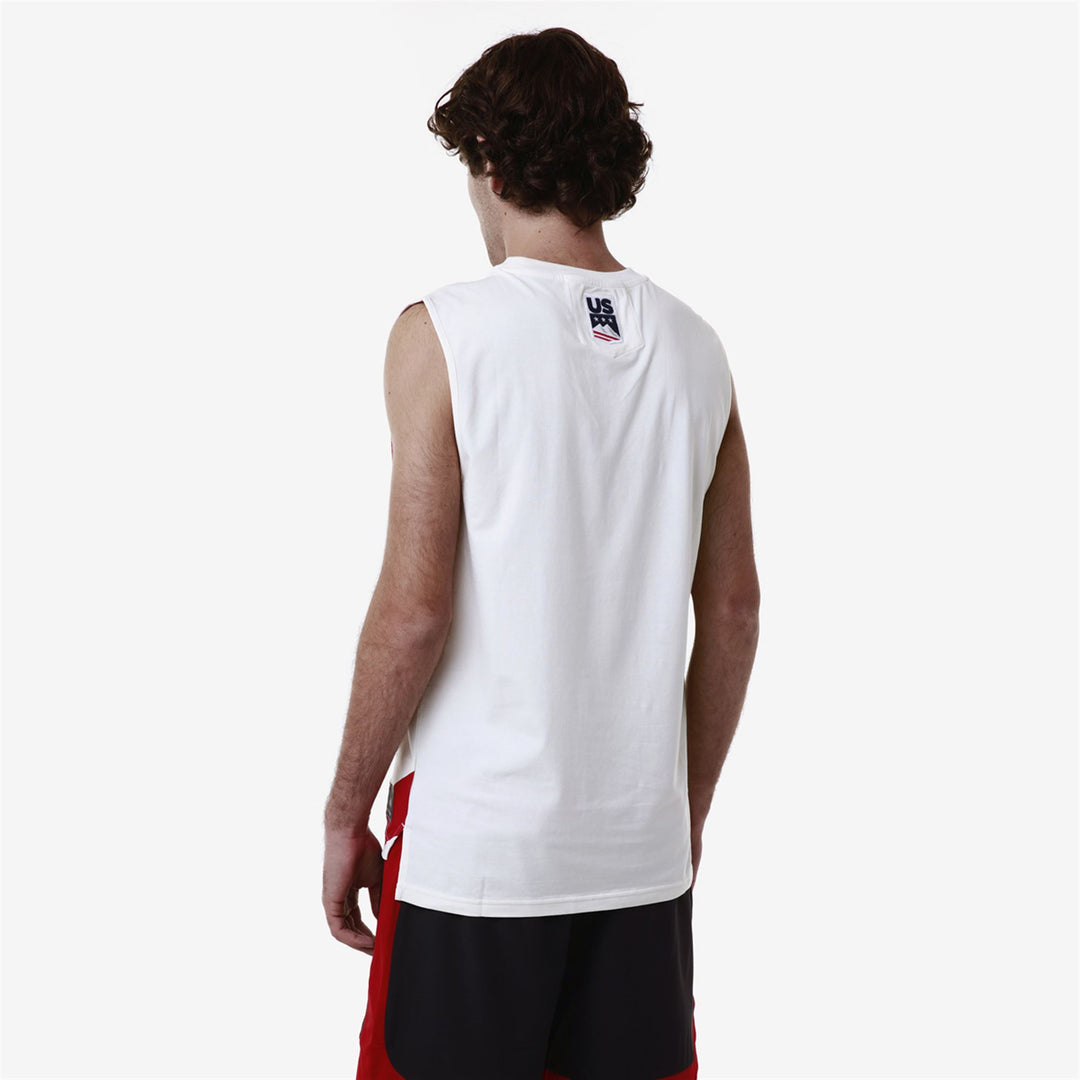 Débardeur de ski blanc unisexe coupe ajustée en coton stretch main