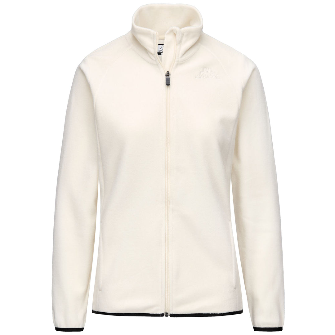 White Women's Slim Fit Fleece Jacket with Full Zip and Pockets 01
