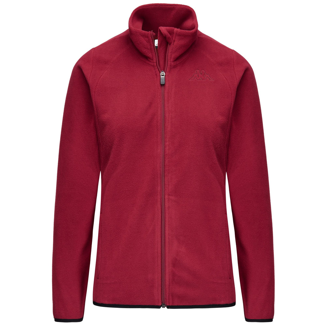 Red women's slim fit fleece jacket with pockets 01